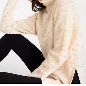 Ann Taylor Cashmere Turtle Neck Tunic Sweater Size Large (Oatmeal Speckle) $279